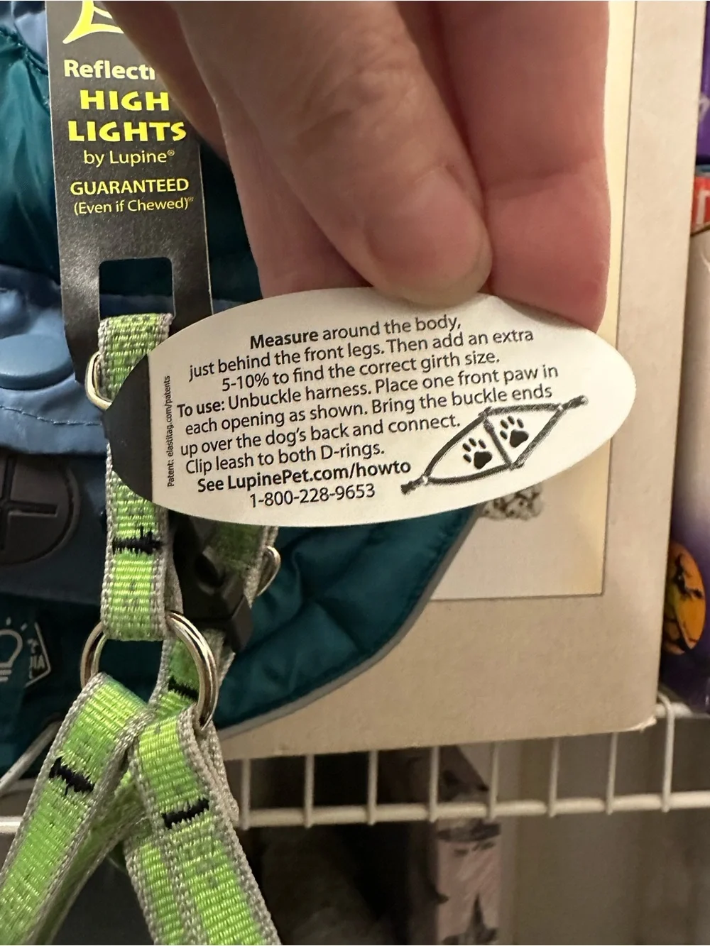 2 Reflective Step-In Dog Harness - Neon Green Lupine 12-18 inch
